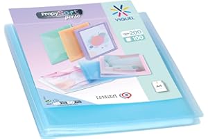 Viquel - Porte vues A4 200 vues - Porte documents personnalisable - 100 Pochettes de qualité lisse - Bleu pastel