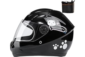 BYOUQ Casque de moto intégral pour enfants, casque de scooter approuvé ECE avec pare-soleil et écharpe amovible, casque de scooter pour garçons et filles âgés de 3 à 12 ans D,50-54CM