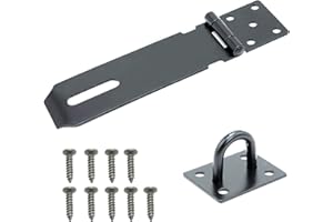 EASYKEENECOM Shed Lock, 5 Inch Stainless Steel Padlock Hasp and Staple Shed Lock Hasp Shed Door Latch Heavy Duty Gate Lock Latch Security Hasp and Staple for Door Window Cabinet Pet Cage Crate