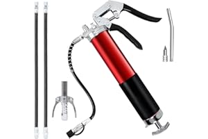LXYANW Fettpresse für Schmiernippel, 8000 PSI Hochleistungs Einhandfettpresse mit Fettpresse Mundstück, Pistolengriff und Schnellverschlusskupplung, 14oz Ladung, 400cc Fettkartusche