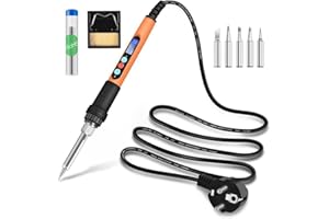 KKMOL Kit fer à souder LED 100 W avec température réglable de 180 °C à 500 °C, fil de soudure de 10 g, 5 pannes à souder, support de fer à souder, interrupteur marche/arrêt, kit de soudure pour réparation