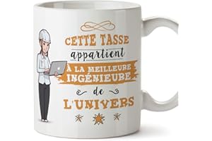 Mugffins Ingénieure Tasses Originales de café et Petit-déjeuner à Donner Travailleurs Professionnels - Cette Tasse Appartient à la Meilleure Ingénieure de l'univers - Céramique 350 ML