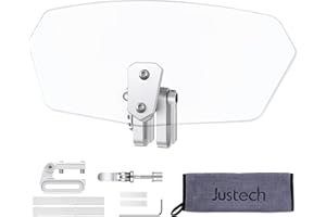 Justech Pare-brise de Moto Clip Réglable sur Déflecteur de Vent de Spoiler d'Extension de Pare-brise pour Moto-Transparent