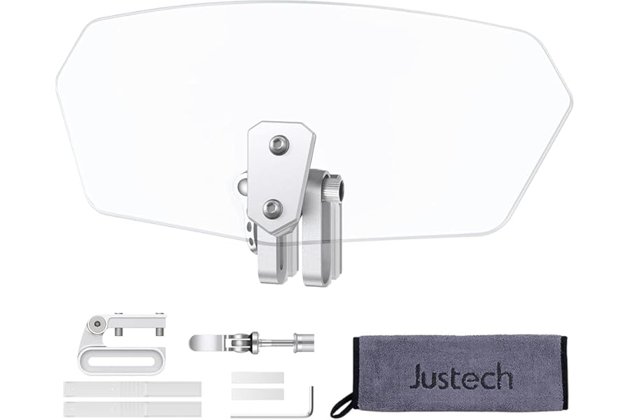 Justech Motorbike Wind Deflector Motorcycle Windscreen Adjustable Clip On Windshield Extension Universal for Motorcycle