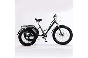 KRCO 24 inch Adult Tricycle,7 Speed Cruiser Trike, All Terrain Fat Tire 3 Wheel Bikes with Large Basket for Seniors, Women, Men, Adult Trikes for Shopping Picnic Outdoor Sports