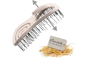 ‎CHIARA AMBRA Chiara Ambra Haarbürste, Klimaneutrale Bio Haarbürste ohne Ziepen mit Stroh, Kopfmassage Haarbürste, Entwirrbürste gegen Haarausfall, Anti Frizz Bürste für gesunde Haare, Beige