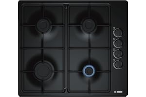 Bosch Home & Kitchen Appliances Bosch PBP6B6B60 Gas hob, 60 cm, Black, Serie 2, Built in
