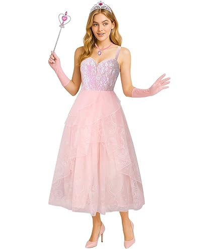 Wicked Glinda kostuum voor volwassenen, officieel gelicentieerd door Disguise, comfortabele pasvorm en gedetailleerd ontwerp, L 16 tot 18