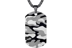 U7 Collar Personalizado Placa de Militar Hombre Acero Inoxidable 316L, Dog Tag de Identificación con Cadena Fina, Joyería con Nombres Personalizables
