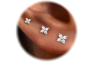 KALVICA 925 silverörhängen dam små guldörhängen | Allergivänliga blomörhängen för flera piercingar, brosk, 14K guldpläterad