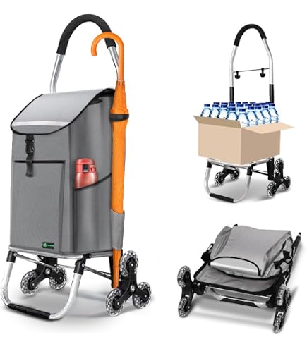 Carrello Della Spesa Pieghevole Con Scala E Ruote - Mojawo Rosso - Pratico Scooter Della Spesa