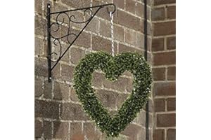 MD MUZ Boxwood Heart Artificial Hanging Buxus Topiary Heart wreath With Red Ribbon Bow