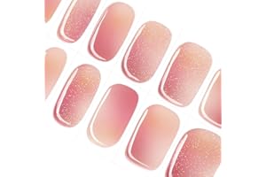‎DANNI & TONI DANNI & TONI Halb ausgehärtete Gel Nagelfolien (Sunset Breeze) Hell Rosa und Weiß Abstufung Glitzer Ombre Glänzend Gel Nagel Aufkleber, Halbgehärtete Nagelfolie Nagelsticker Wraps 28 Aufkleber