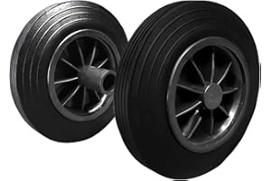 KETOPLASTICS Wheelie Bin Wheel Replacement Wheels 200mm Nose Wheel for Domestic Bins Set Consists of 2 Wheels - Rubber Wheels - Black