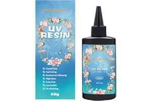IHRDNNR 65g Resina UV Trasparente Liquida per Creazioni Duro Ultravioletto Indurimento Resina Epossidica Lampada per Gioielli fai da te Ciondoli Artistici Orecchini Collane Accessori Nail Art Colla (DY65)