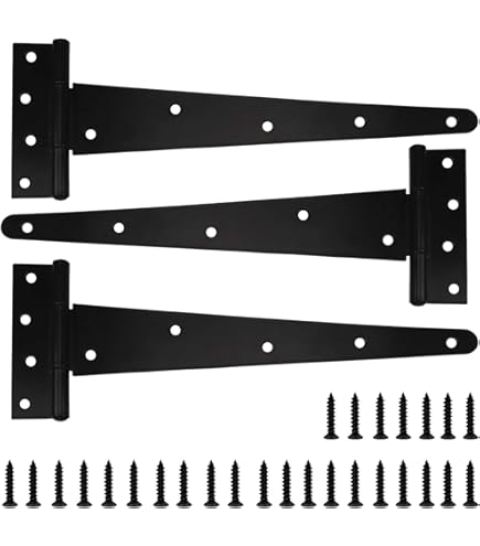 Self Closing Gate Hinges TamBee Black Gate Hinges Shed Hinges Heavy Duty Gate Hinges For Wooden Fences Barn Door Hinges For Wood Outdoor 3.5inch With Screws (Pack Of 6 Gate Hinges Heavy
