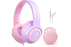 TONOSHARK Kinderkopfhörer mit Kabel Klappbar, mit Mikrofon, Kopfhörer Kinder Gehörschutz auf 85/94 dB, Kopfhörer Mädchen, Faltbares, Klinkenkabel 3,5 (Violett)