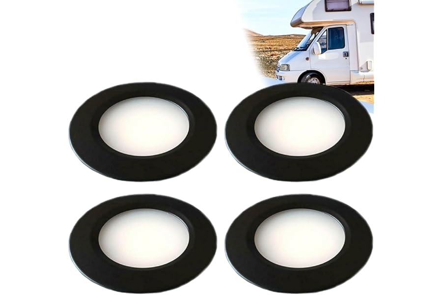 12V Interior LED Spot Lights Campervan Dimmable Recessed Mount Ceiling Light 3W Roof Downlight for T4 T5 Camper Caravan Boat Yacht Cabin Sailboat Under Cabinet Kitchen Bathroom Black 3000K Warm White