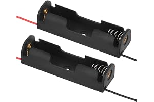 QUARKZMAN 1 x 1,5 V AA batterihållare x 2 stycken, svart | 2-tråds fjäderbelastad batterilåda för elektronisk gör-det-själv