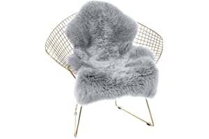 Cumay dywan ze sztucznej skóry jagnięcej, 60 x 90 cm, imitacja futra jagnięcego, dywan z długim włosiem, imitacja wełny, dywanik na łóżko, sofę, mata (kolor szary)