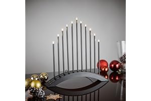 ‎MELITEC MeLiTec LED Weihnachts Beleuchtung SL30-2 Fensterlicht XMAS, Schwarz-Matte Brückenform mit 11 LED-Leuchtstäben für gemütliches Ambiente