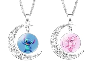 YOIMCKAY Collier Cartoon,Anime Bijoux,Collier Croissant de Lune,2 Pièces Pendentif Fille,Cute Kawaii Collier Enfant,Collier d'Amitié,Dessin animé Collier Mode Cadeau pour Garçon Fille Enfants Meilleur Ami