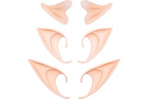 Whaline 3 Pairs Latex Elf Ear Pixie Dress Up Costume Soft Pointed Goblin Ears Cosplay Halloween Party Props