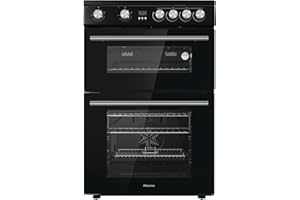 Hisense HDE3211BBUK 60cm Electric Cooker with Ceramic Hob-Black , A Rated Double Oven