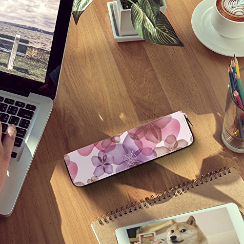 MoKo Hülle für Apple Pencil – Premium PU Leder Bleistift Stift Schleife Sleeve Cover Schreibzeug Schreibgerät Beutel mit abnehmbare Gummiband für Apple iPad Pro Pencil / Pen, Blumen Violett - 5