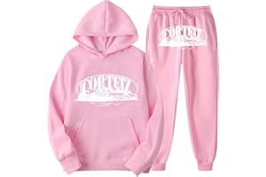 JERFER Corteiz Survêtement Ensemble Corteiz Sweat à Capuche Et Pantalon 2 Pièces Homme Femme Rétro Doublure En Velours Hip Hop Casual Hoodie Sweatshirt Et Pantalon De Jogging
