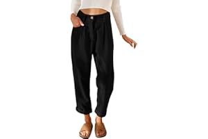 EUHOM Cordhose Damen High Waist Gerades Bein Hosen Freizeithose Lang Locker Bequeme Hose mit Taschen