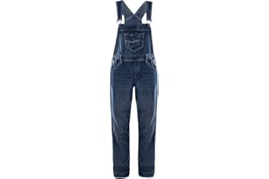 Anna-Kaci Womens Vintage Wash Straight Leg Denim Overalls with Pocket Bib
