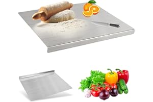 Focenat Planche a Decouper Inox 40 x 30 cm, Planche à Pétrir Inox, Protege Plan de Travail Cuisine avec bord d'arrêt, Plaque Inox Cuisine, planche à découper en titane pour Cuisine, Bar, Restaurant