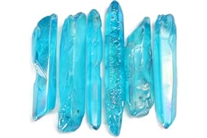 BINWAT TOPWA Pack of 5 Very Powerful & Rare Natural Blue Aura Lemurian Seed Quartz Crystal Point