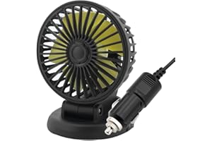 UEB 12V 24V Fahrzeug Lüfter Auto Ventilator SUV LKW Bus 5 Blätter Drehbar Mini Elektro Küler Lüfter KFZ (12V)