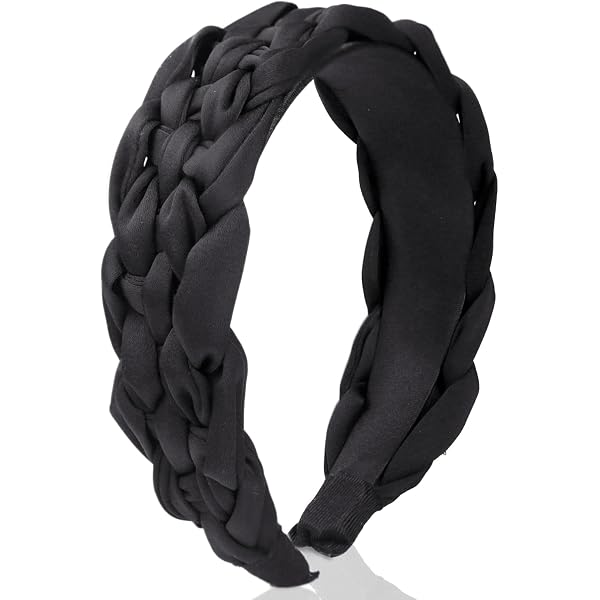 KU Haarreifen Damen Geflochten – Rutschfestes Headband Im Französischen Stil, Schwarz