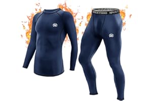 MeetHoo Zestaw męskiej bielizny termicznej, kompresyjna warstwa bazowa sportowa kalesony z podszewką polarową sprzęt zimowy do biegania na nartach