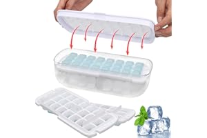 Glaxcidy Stampi per Ghiaccio di Ghiaccio con Scatola per la Conservazione del Ghiaccio, Vassoi per Cubetti a Pressa, Senza BPA, Un Secondo Rilasciare Ghiaccio, 3 Pezzi di Ghiaccio Stampo Cubetti