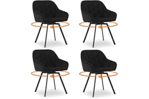 ‎CLIPOP CLIPOP Samt Esszimmerstühle Drehbar 4er Set,Gepolstert Sessel Küchenstuhl mit Armlehne Freizeit Polsterstuhl Bequem Sitz Drehstuhl für Esszimmer Wohnzimmer Büro, (2, Schwarz)