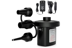 SHOKAN Electric Pump for Inflatables Electric Air Pump, 240V AC/12V DC (Home/Car), 3 Nozzles, Quick Inflate/Deflate, for Air Mattress Air Bed Swimming Ring Inflatable Boat Sofa