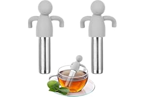 NAMIS 2 Piezas Infusor Te Divertido Tea Infuser Reutilizable Filtros Coladores de Té Silicona de Acero Inoxidable 304 Infusionador de Te para té suelto hojas de té tazas de té(Gris)