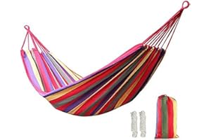 KEREITH Hamac de jardin en coton doux avec sac à dos Idéal pour le jardin, le porche, les voyages, le camping,double 2 personnes, MAX Load 450lbs