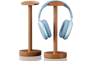 wigmoa SS-M Wooden Headphone Stand with Solid Wood Base and Support Rod, Desktop Earphone Hanger for Gaming & Office, Stylish Headphone Mount for All Headsets Walnut/Solid Wood