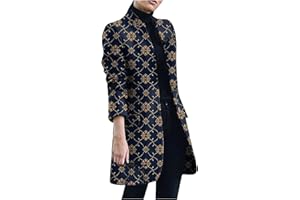 QHDDP Jacken Teenager Girls Damenmode bedruckte lässige Plaid Kragen lose Mantel Oberbekleidung Lange Steppweste Damen üBergangsjacke Lederjacke