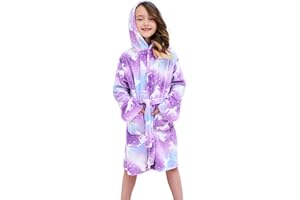 Piefry Peignoir à Capuche Doux pour Filles Molleton Robe de Chambre Vêtements de nuit Enfants
