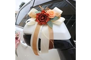 Yurosiay Lot de 6 nœuds pour antenne de voiture - Décoration de mariage - Rétroviseur - Poignée de porte - Décoration de voiture de mariage - Nœuds faits à la main - Décoration vintage - Fleurs de dos