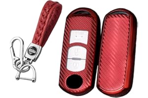 KUNIO Etui na klucze pasuje do Mazda 3 5 6 CX-3 CX-5 CX5 CX-7 CX-9 CX8 Speed Miata MX5 2015-2019 Etui na kluczyki TPU Etui na kluczyki samochodowe Kółko na klucze 3 przyciski czerwone