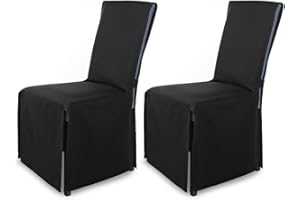 SH SCHEFFLER-HOME LIVE HOMESTYLE SCHEFFLER-Home Fundas Sillas de Comedor Elásticas Mila – Set de 2 Elegantes Fundas Sillas Ajustables con Lazo – Fundas para Sillas con Banda Elástica, Negro