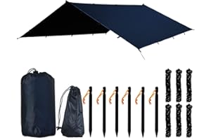 SUFTMUOL Waterproof Hammock Rain Fly Camping Tent Tarp Backpacking Tarp PU3000 MM 3X4 M 10X12 Ft Durable Ripstop 420D Oxford for RV Car Truck Side Shade