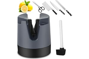 Dachiy Aiguiseur Couteaux Professionnel, Aiguiseurs De Couteaux À Réglage, Automatique De L'angle Pour Les Couteaux À Lame Droite, Les Couteaux Dentelés Et Les Ciseaux (Gris)